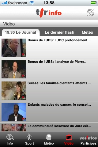 tsr - application - iphone - télévision suisse romande - video - 19:30