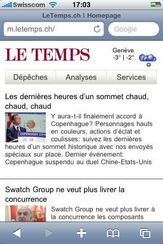 le temps - mobile - journal - genève - iphone